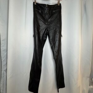NWT Fashion Nova Faux Leather Pants High‎ Waist Zipper Accents Black Size L